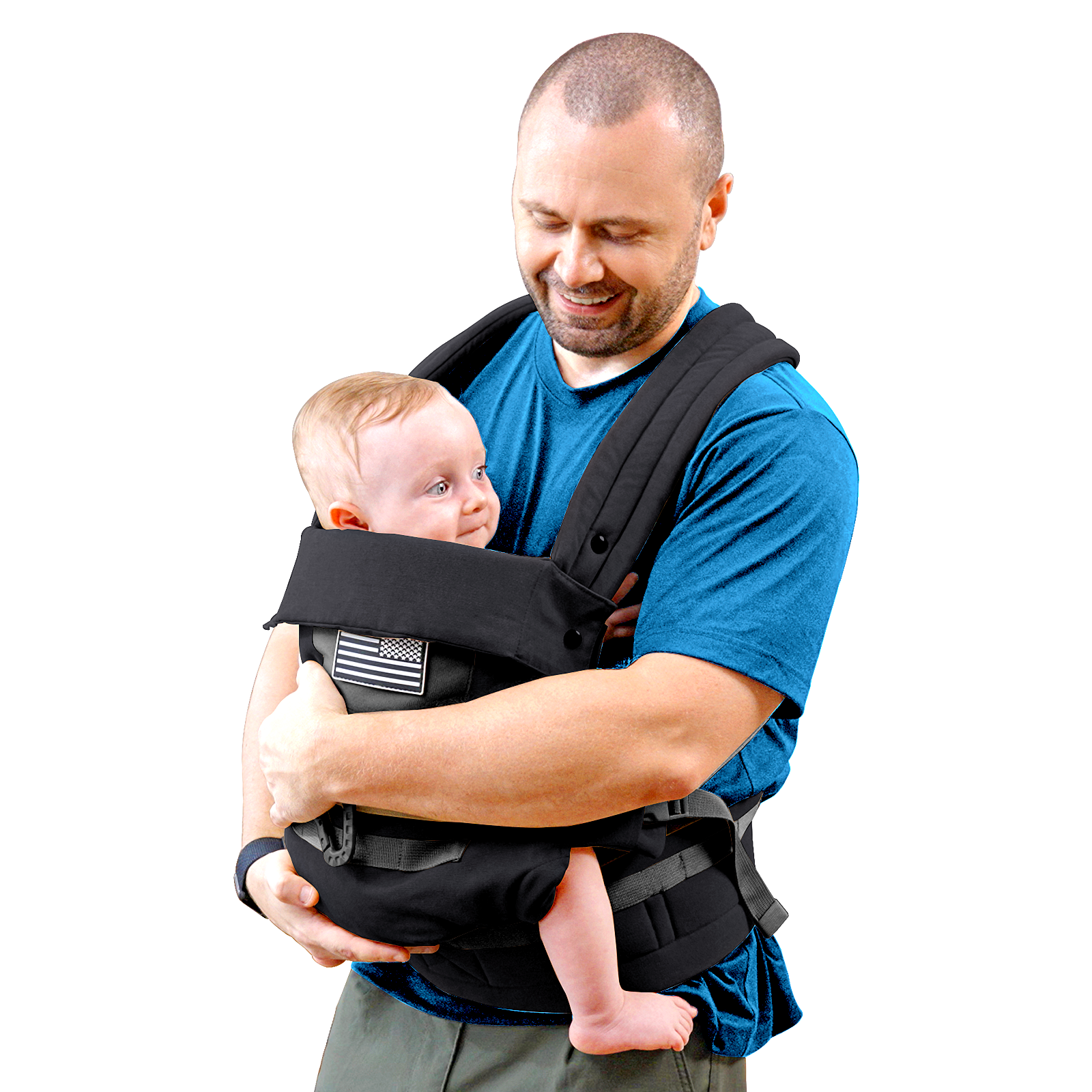 Baby Carrier, Lumbar Support Infant Carrier (0-36M, 8-33 lbs) with Foldable Headrest Carabiners for Big and Tall Parents, Men, Women (Black)